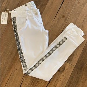 MET White embellished open sides skinny jeans 27